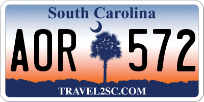 SC license plate AOR572