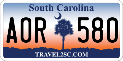 SC license plate AOR580