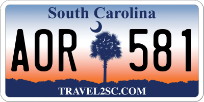SC license plate AOR581