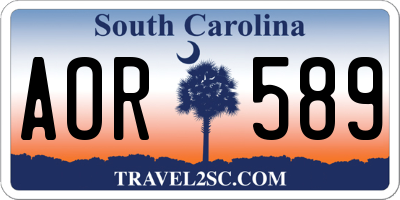 SC license plate AOR589