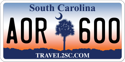 SC license plate AOR600