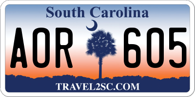 SC license plate AOR605
