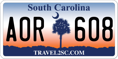 SC license plate AOR608