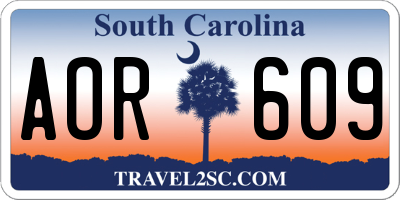 SC license plate AOR609
