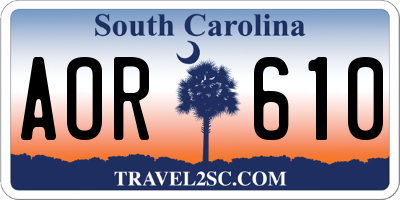 SC license plate AOR610
