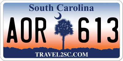 SC license plate AOR613