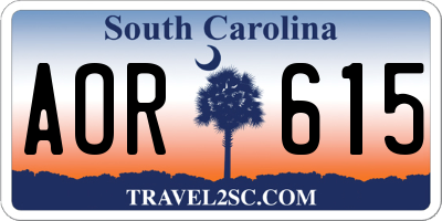 SC license plate AOR615