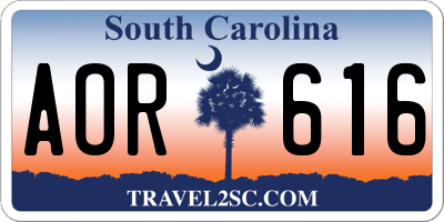 SC license plate AOR616