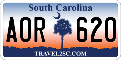 SC license plate AOR620