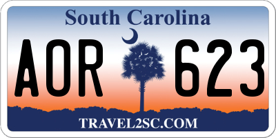 SC license plate AOR623