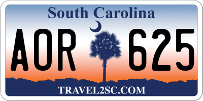 SC license plate AOR625