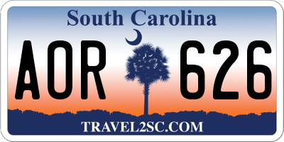 SC license plate AOR626