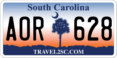 SC license plate AOR628