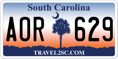 SC license plate AOR629