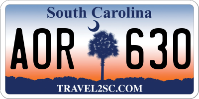 SC license plate AOR630