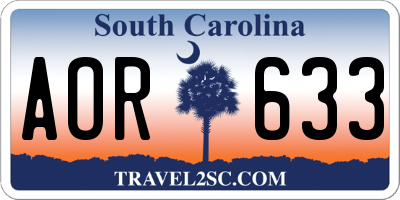 SC license plate AOR633
