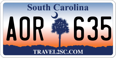 SC license plate AOR635