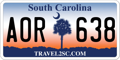 SC license plate AOR638