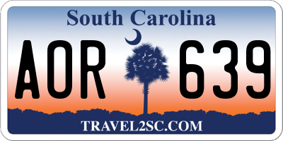 SC license plate AOR639