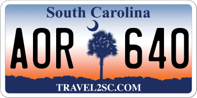 SC license plate AOR640