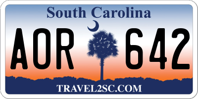 SC license plate AOR642