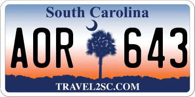 SC license plate AOR643