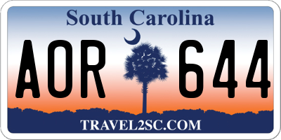SC license plate AOR644