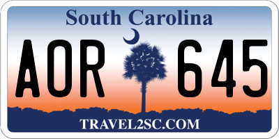 SC license plate AOR645