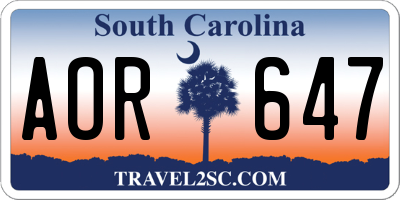 SC license plate AOR647
