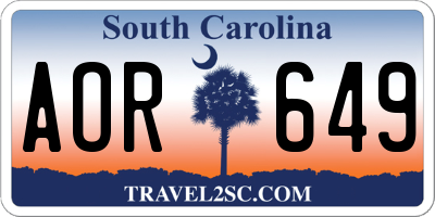 SC license plate AOR649