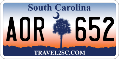 SC license plate AOR652