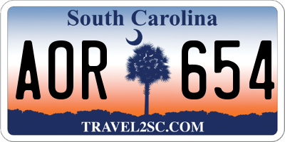 SC license plate AOR654