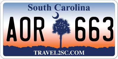 SC license plate AOR663