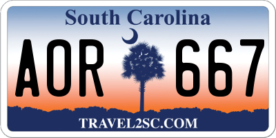 SC license plate AOR667
