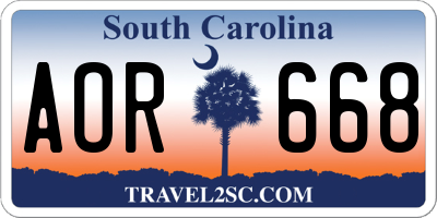 SC license plate AOR668