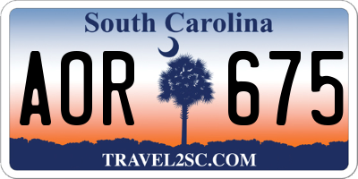SC license plate AOR675
