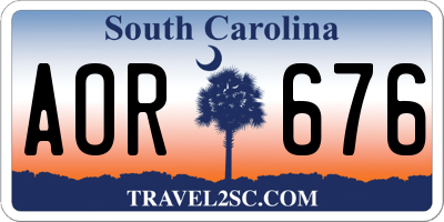 SC license plate AOR676