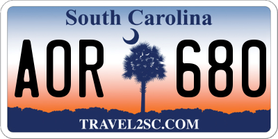 SC license plate AOR680