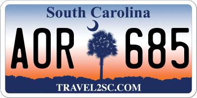 SC license plate AOR685