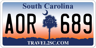 SC license plate AOR689
