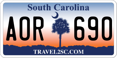 SC license plate AOR690