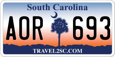 SC license plate AOR693