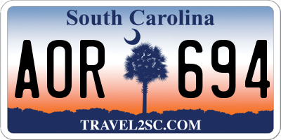 SC license plate AOR694