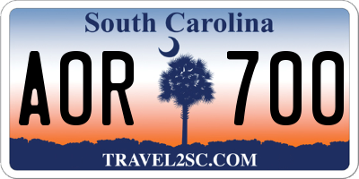 SC license plate AOR700