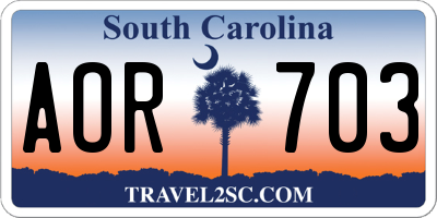 SC license plate AOR703