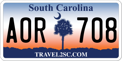 SC license plate AOR708