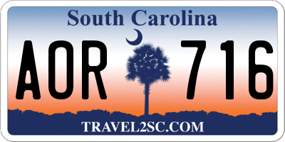 SC license plate AOR716