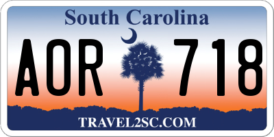 SC license plate AOR718