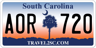 SC license plate AOR720