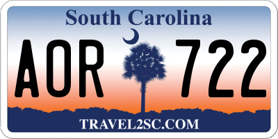 SC license plate AOR722